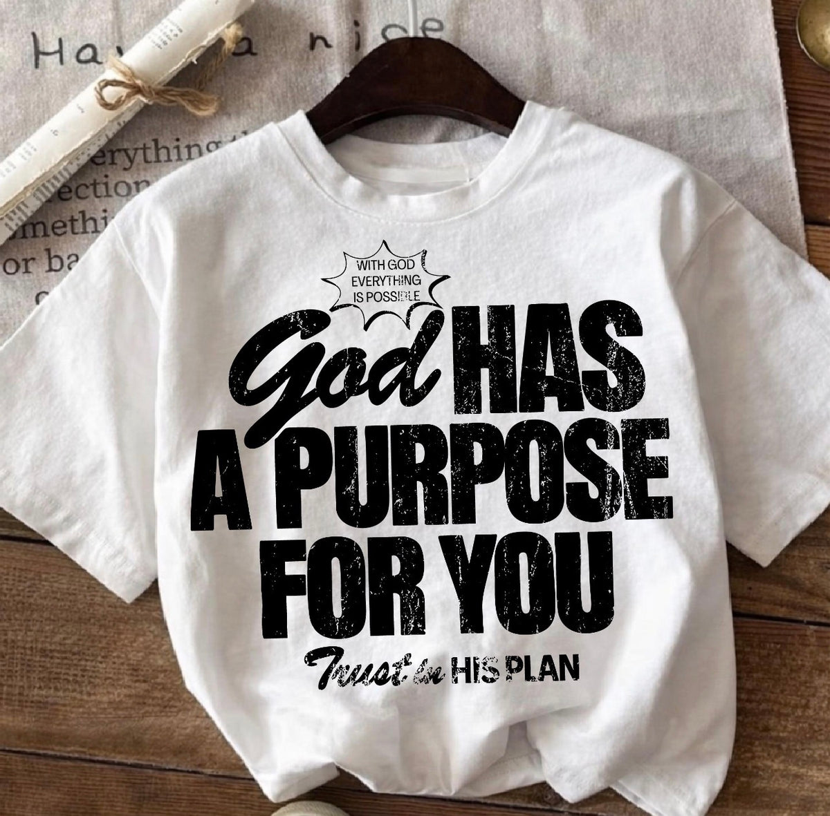 GOD HAS A PURPOSE FOR YOU BLACK - DTF TRANSFER