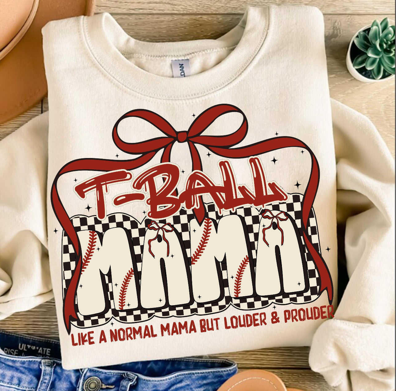 RED RIBBON T-BALL MOM - DTF TRANSFER