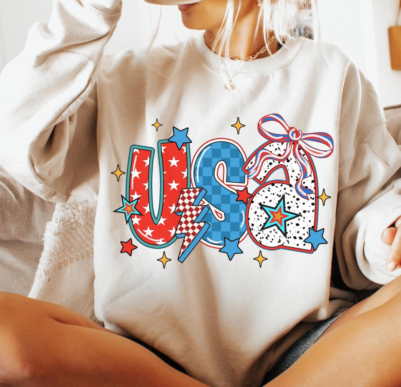 RETRO STARS DOTS USA - DTF TRANSFER