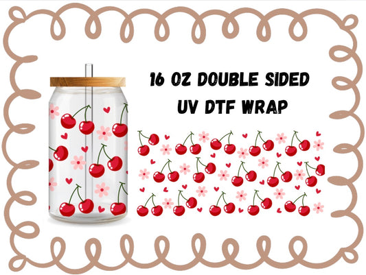 CHERRIES FLOWERS & HEARTS - 16OZ WRAP DOUBLE SIDED