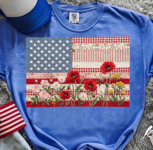 FAUX STITCH AMERICAN FLAG - DTF TRANSFER