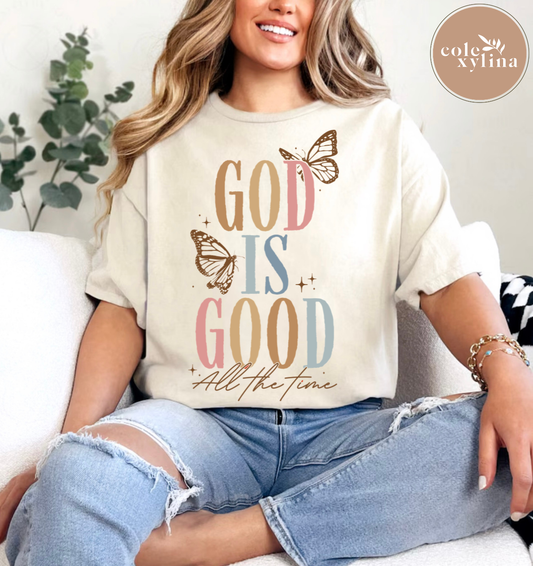 BUTTERFLIES GOD IS GOOD COLORFUL - DTF TRANSFER