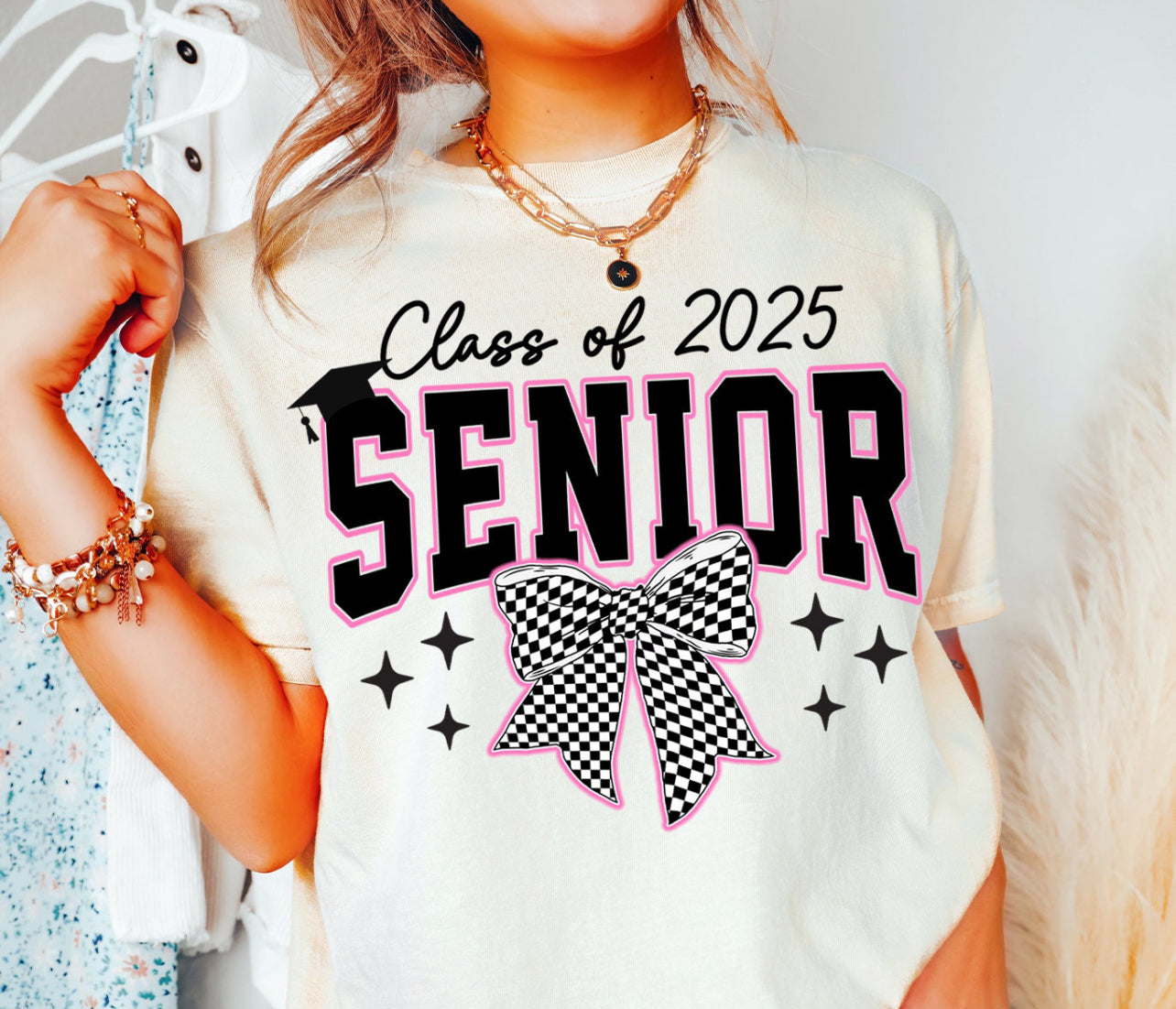 CLASS OF 2025 SENIOR CHECKERED BOW - DTF TRANSFER