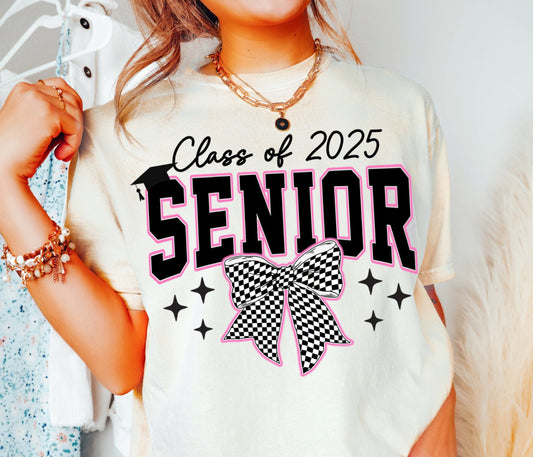 CLASS OF 2025 SENIOR CHECKERED BOW - DTF TRANSFER