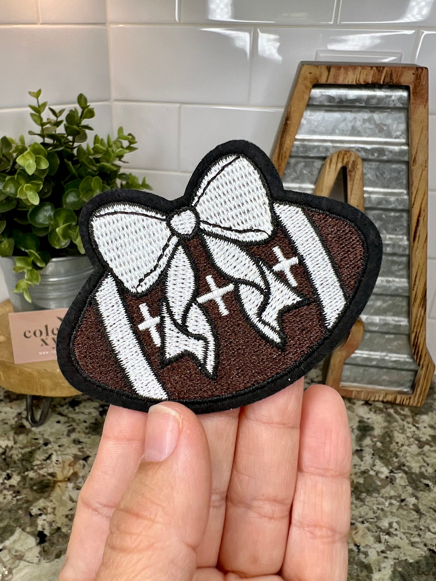 FOOTBALL BOW - MINI CHENILLE PATCH