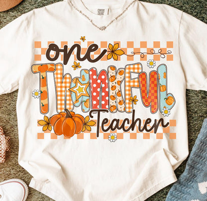 CHECKERED ONE THANKFUL TEACHER (2 OPTIONS) - DTF TRANSFER