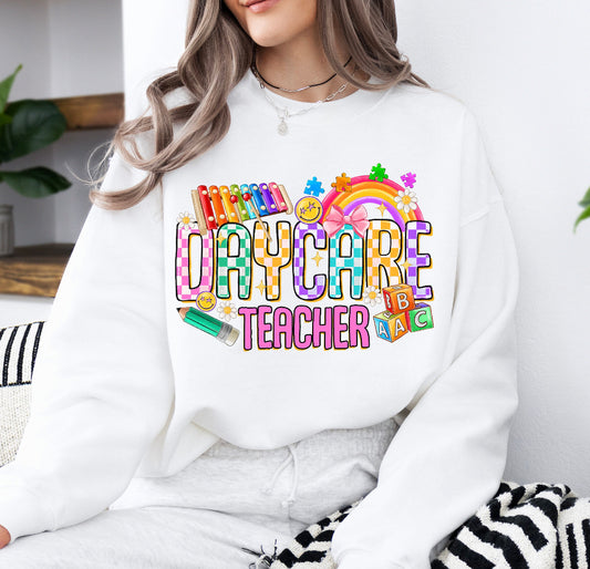 CHECKERED DAYCARE TEACHER - DTF TRANSFER