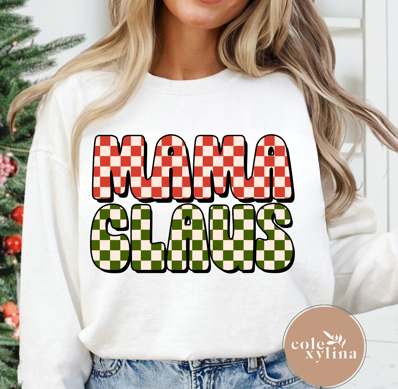 CHECKERED MAMA CLAUS (2 OPTIONS) - DTF TRANSFER