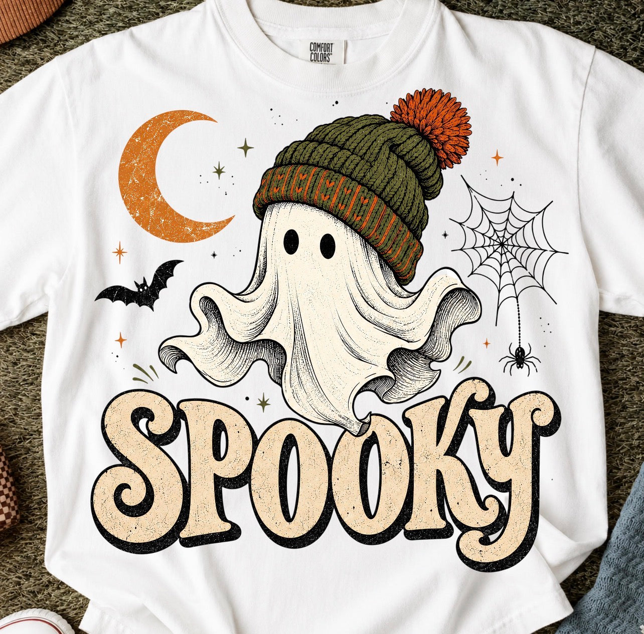 SPOOKY GHOST BEANIE - DTF TRANSFER