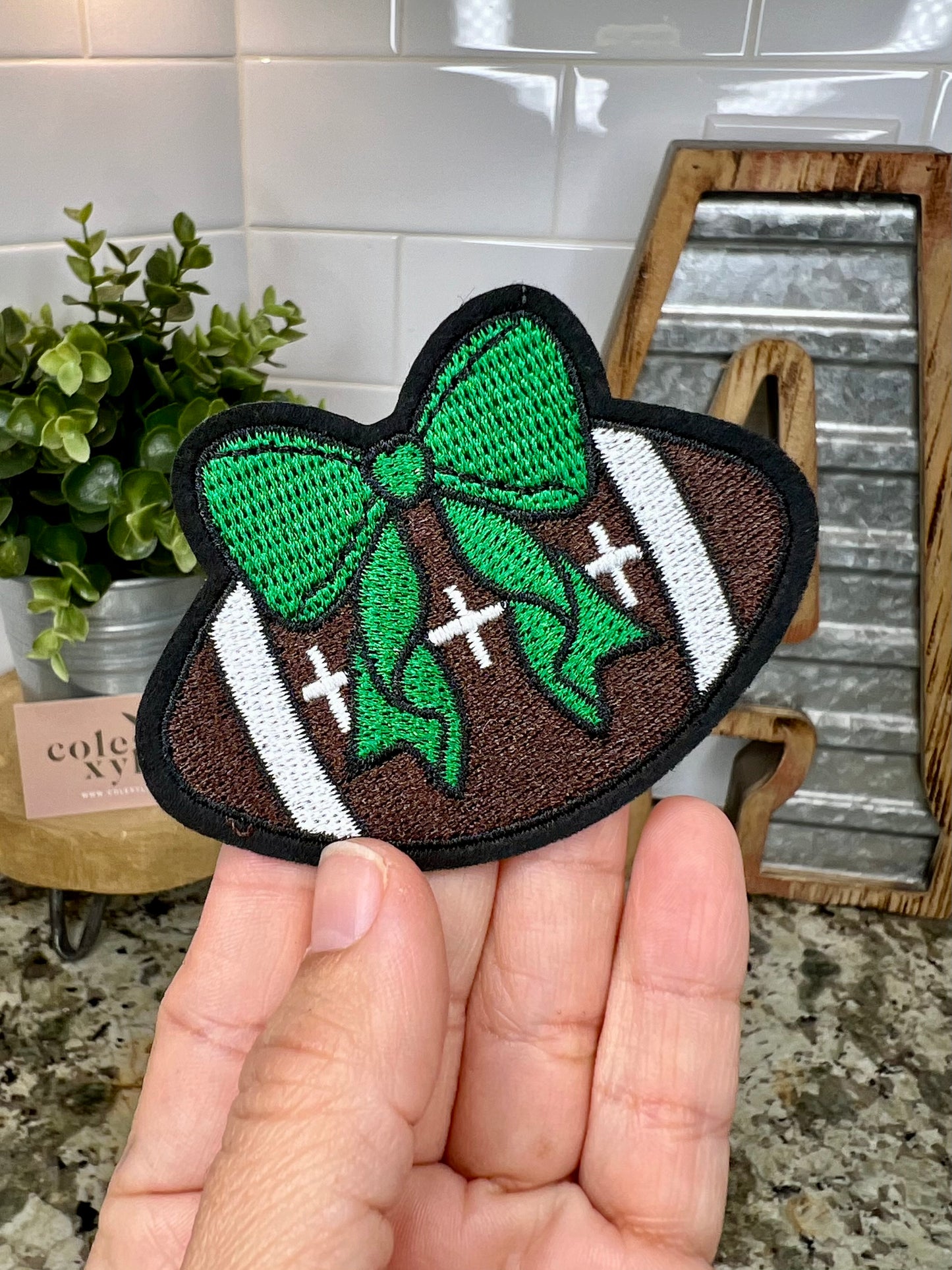 FOOTBALL BOW - MINI CHENILLE PATCH