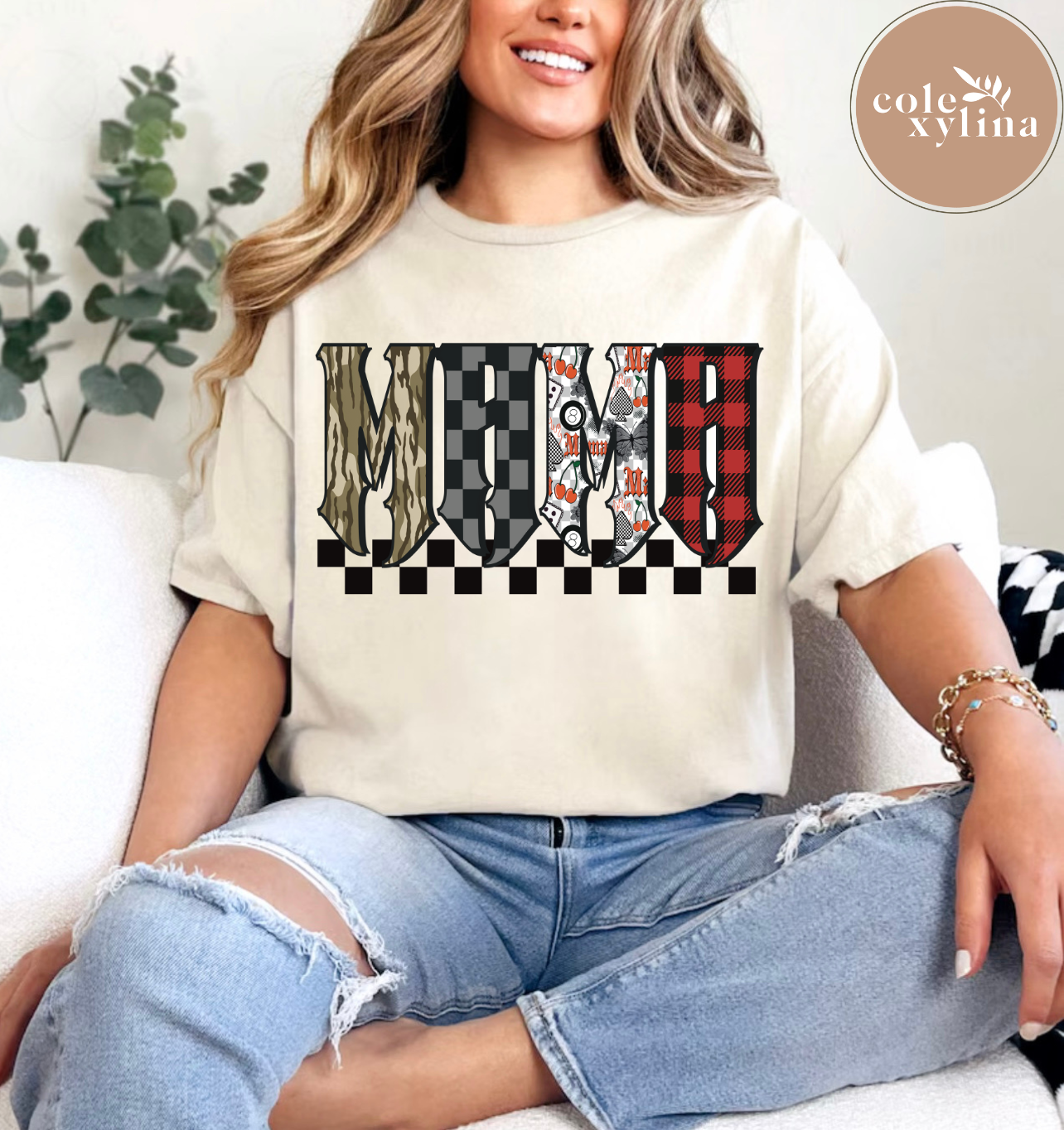 CHECKERED CAMO MAMA- DTF TRANSFER
