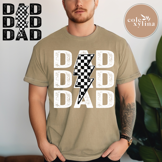 CHECKERED BOLT DAD (2 COLOR OPTIONS) - DTF TRANSFER
