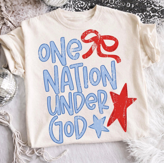RED & BLUE ONE NATION UNDER GOD - DTF TRANSFER
