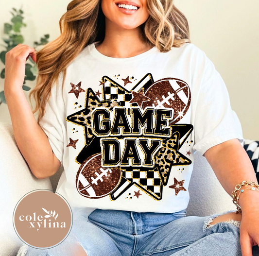 FAUX GLITTER FOOTBALL GAME DAY - DTF TRANSFER