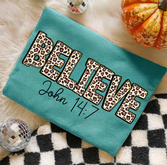 LEOPARD BELIEVE JOHN 14:7 - DTF TRANSFER