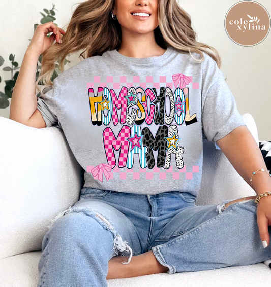 PINK CHECKERED HOMESCHOOL MAMA - DTF TRANSFER