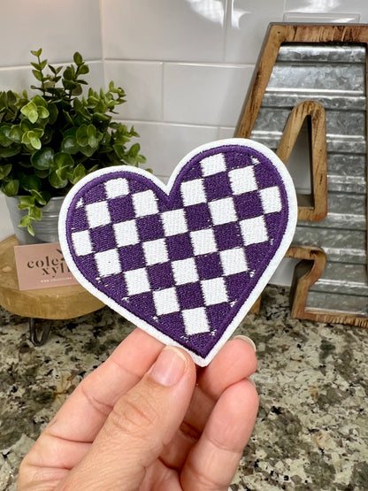 CHECKERED HEART - MINI CHENILLE PATCH