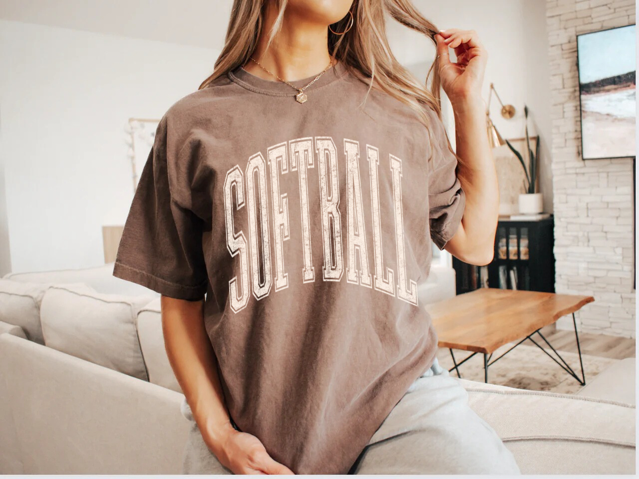 SOFTBALL CREAM GRUNGE - DTF TRANSFER