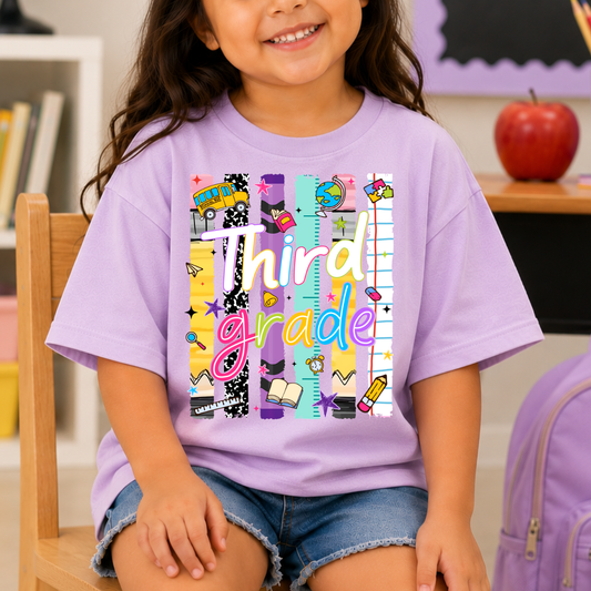 STRIPED SCHOOL THIRD GRADE - DTF TRANSFER