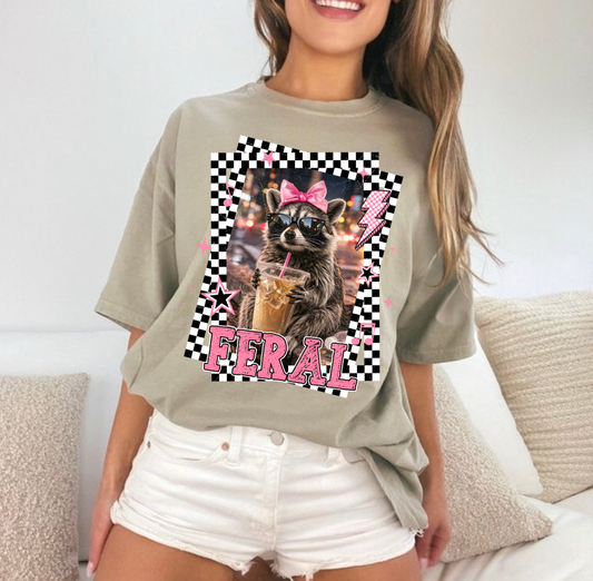 PINK CHECKERED FERAL - DTF TRANSFER