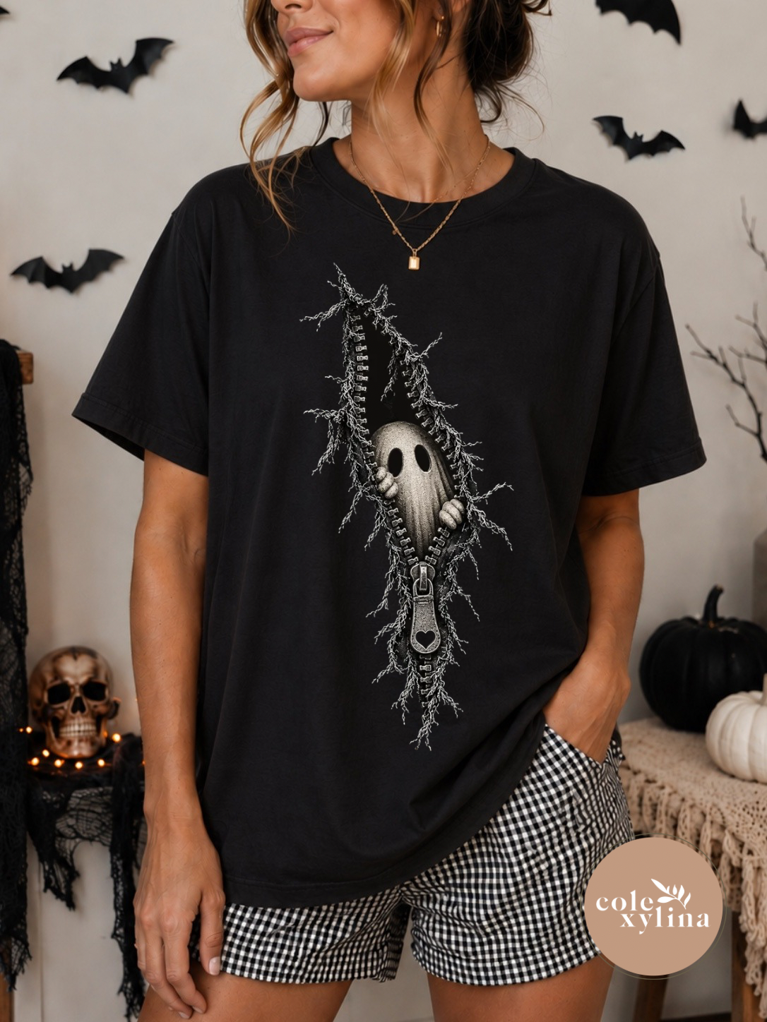 SHREDDED ZIPPER GHOST UP & DOWN - DTF TRANSFER