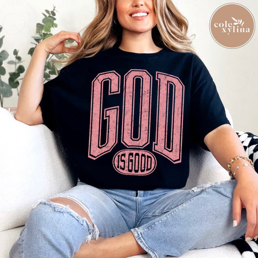 GOD IS GOOD PINK - DTF TRANSFER