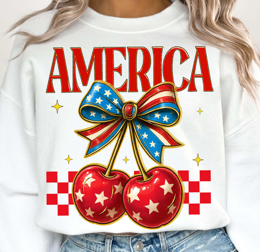 RETRO CHERRY AMERICA - DTF TRANSFER