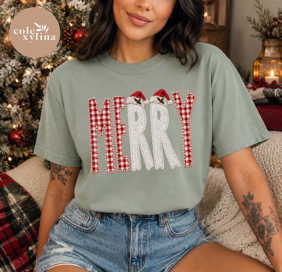 RED PLAID MERRY - DTF TRANSFER