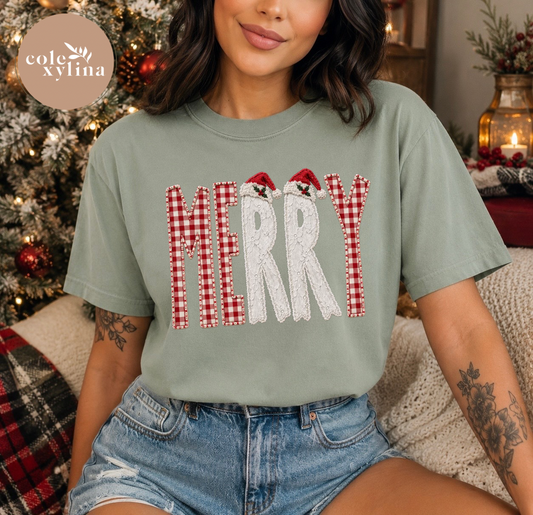 RED PLAID MERRY - DTF TRANSFER