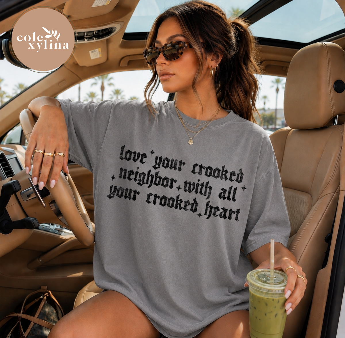 LOVE YOUR CROOKED NEIGHBOR BLACK - DTF TRANSFER