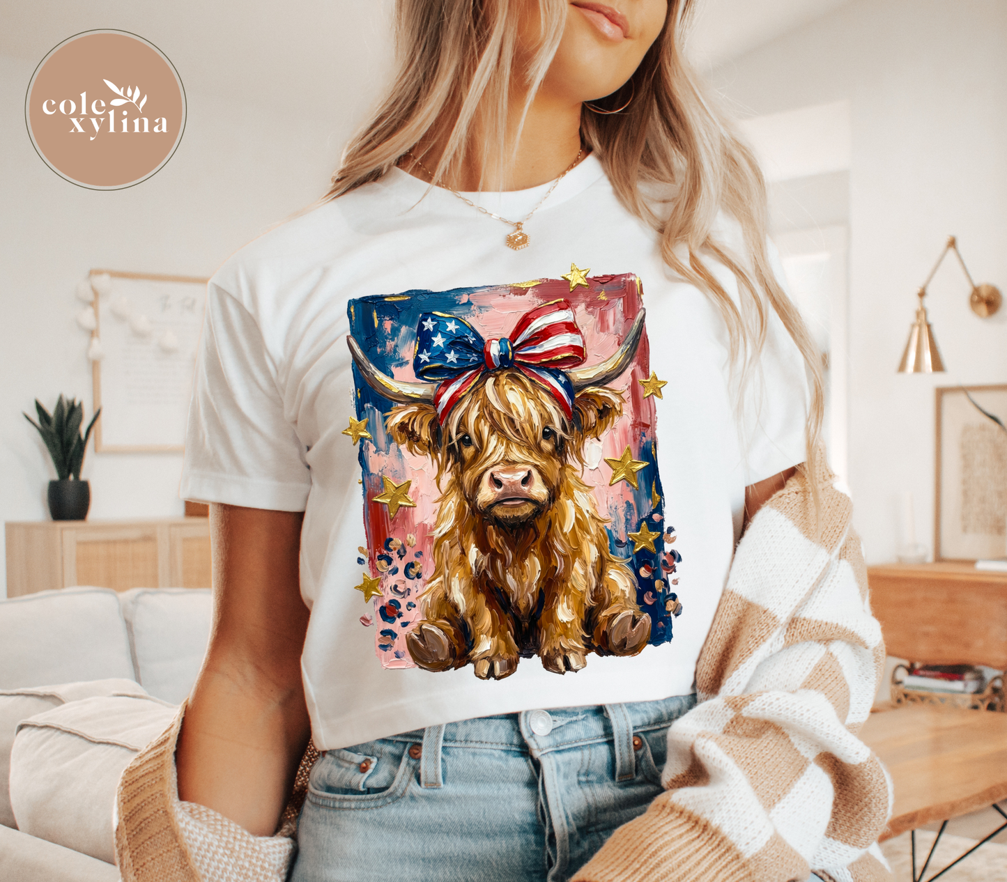 PAINTED USA COW - DTF TRANSFER