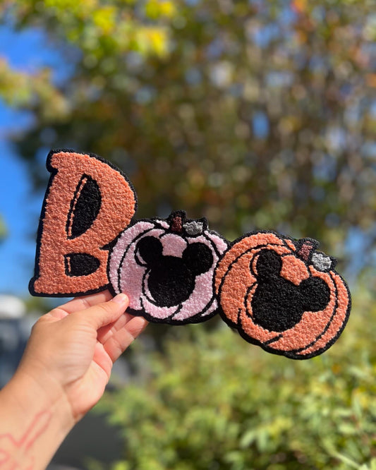 CHENILLE PATCH - BOO PUMPKIN MOUSE