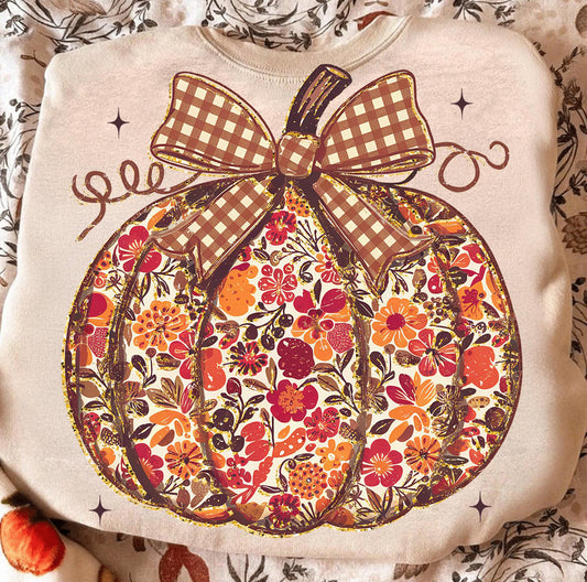 AUTUMN FLORAL PUMPKIN - DTF TRANSFER
