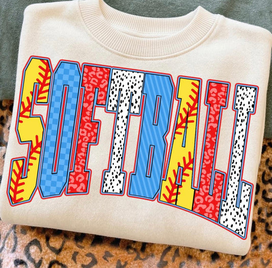 RETRO DOTTED SOFTBALL - DTF TRANSFER