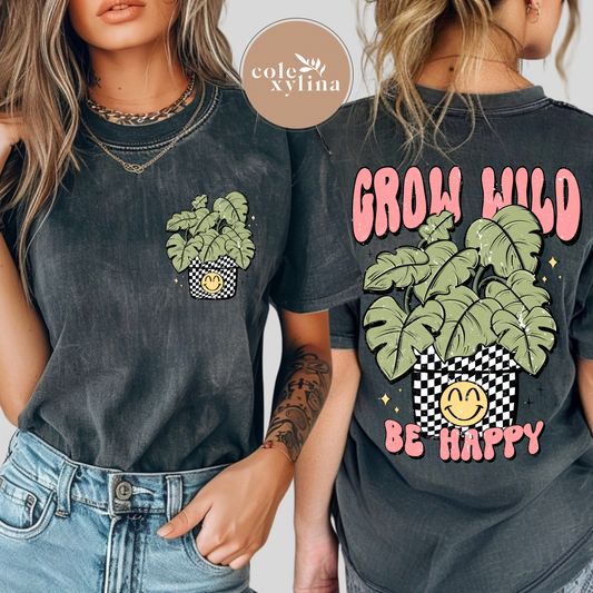 GROW WILD BE HAPPY LIGHT GRUNGE (2 PIECES) - DTF TRANSFER