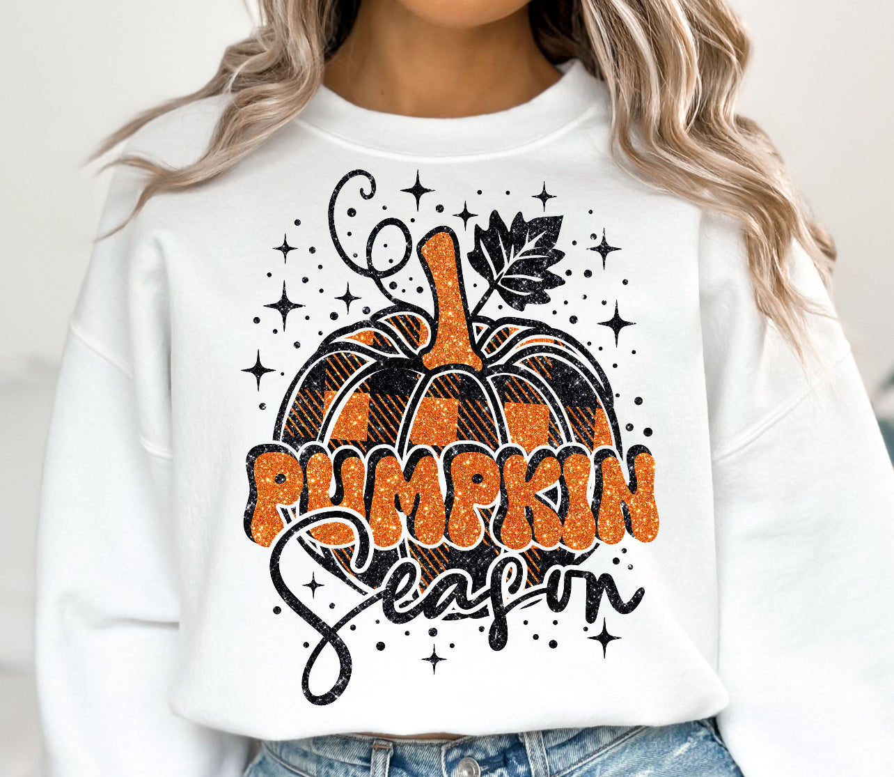 DTF TRANSFER - PUMPKIN SEASON FAUX GLITTER