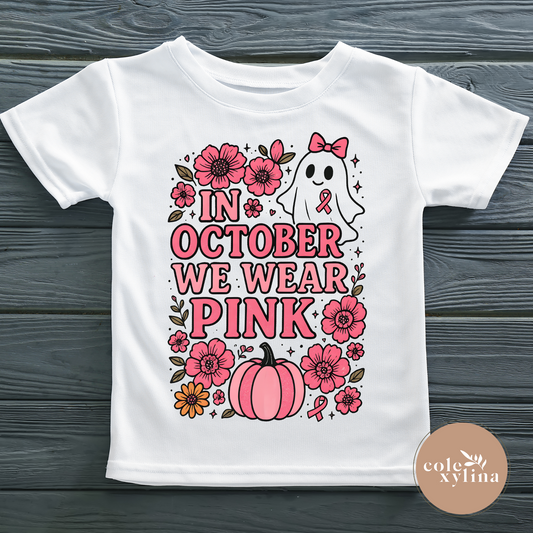 FLORAL GHOST IN OCTOBER WE WEAR PINK - DTF TRANSFER