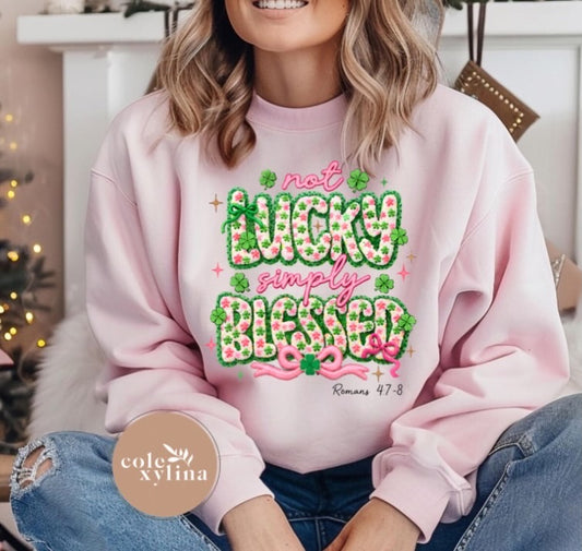 PINK COQUETTES NOT LUCKY SIMPLY BLESSED - DTF TRANSFER