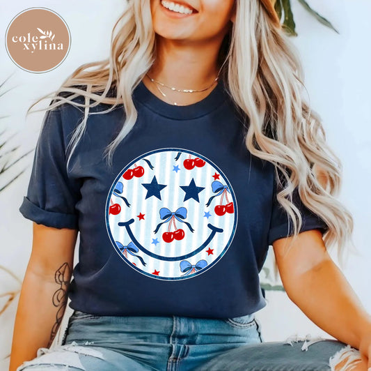 CHERRY SMILEY FACE USA - DTF TRANSFER