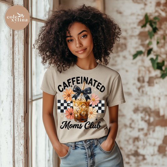PAINTED CAFFEINATED MOMS CLUB - DTF TRANSFER