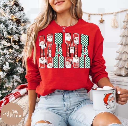 SANTA CHECKERED MAMA - DTF TRANSFER