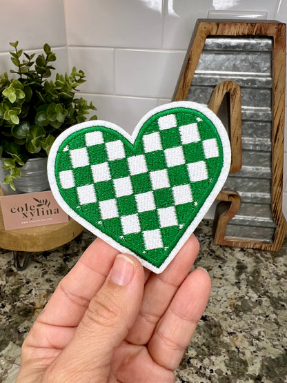CHECKERED HEART - MINI CHENILLE PATCH