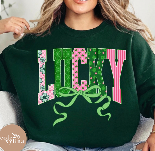 PINK & GREEN LUCKY - DTF TRANSFER