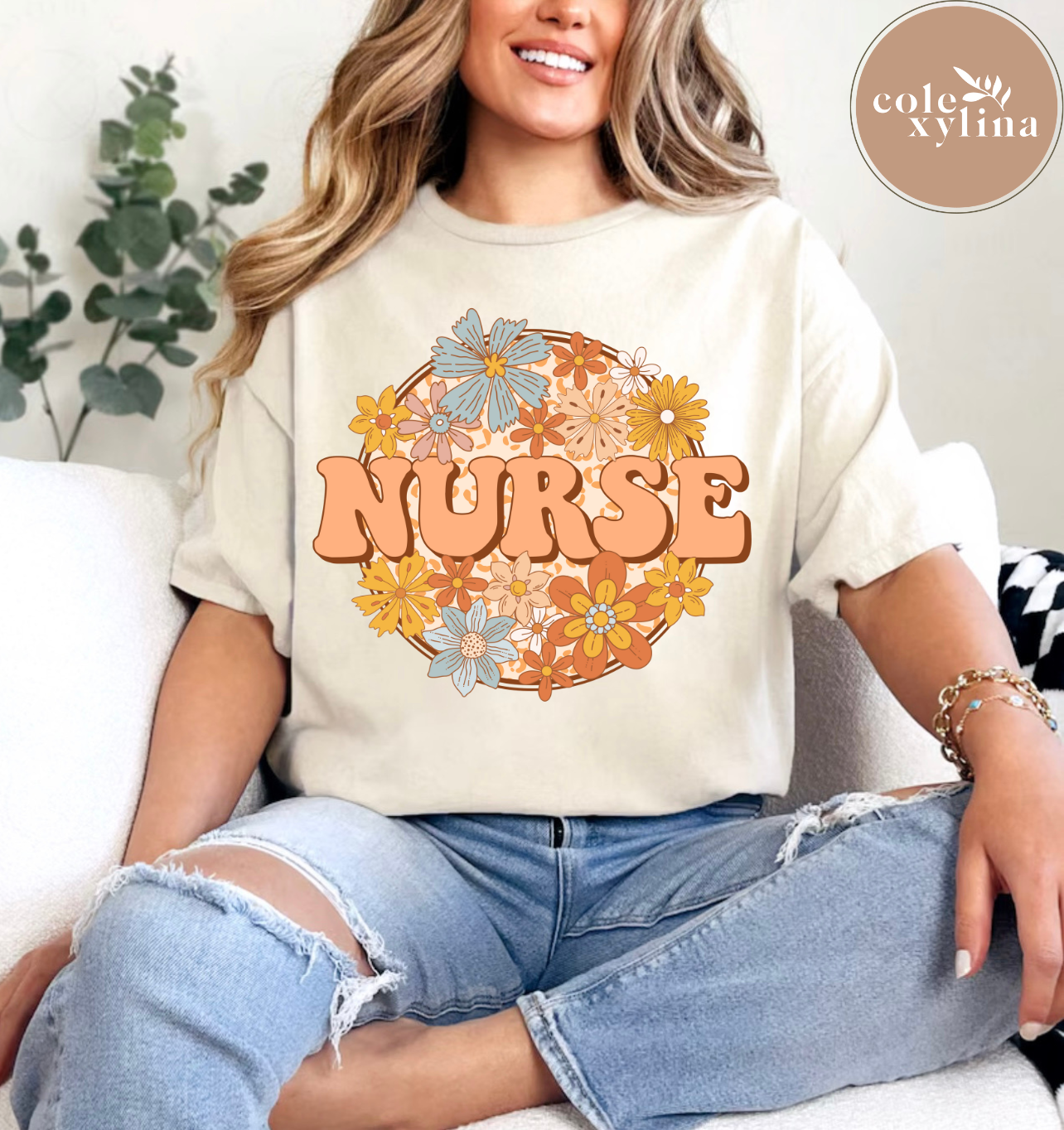 GROOVY FLORAL NURSE - DTF TRANSFER