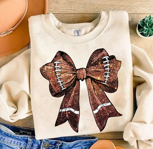 GLITZ SPARKLE FOOTBALL BOW - DTF TRANSFER