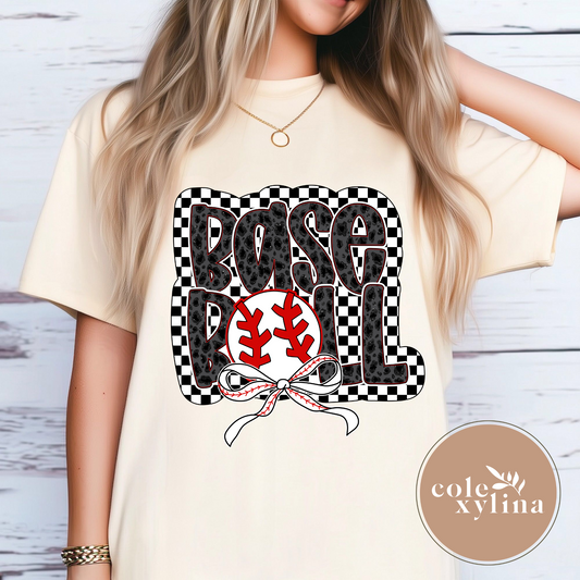 CHECKERED CHEETAH BASEBALL COQUETTE - DTF TRANSFER