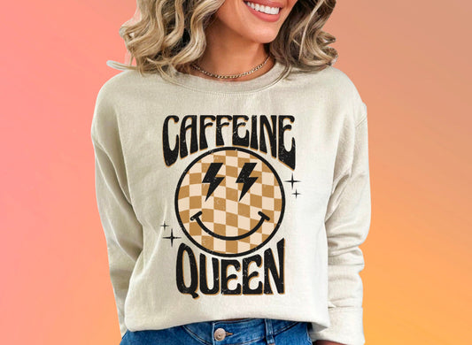 CAFFEINE QUEEN CHECKERED SMILE - DTF TRANSFER