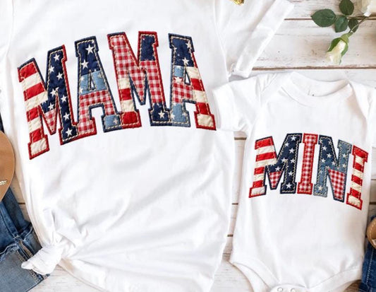 FAUX PATCH MAMA & MINI USA (2 OPTIONS SOLD SEPARATELY) - DTF TRANSFER