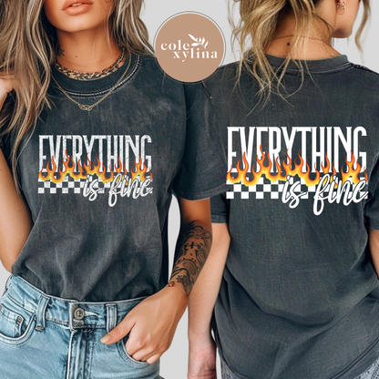 EVERYTHING IS FINE CHECKERED FLAMES (4 OPTIONS) - DTF TRANSFER