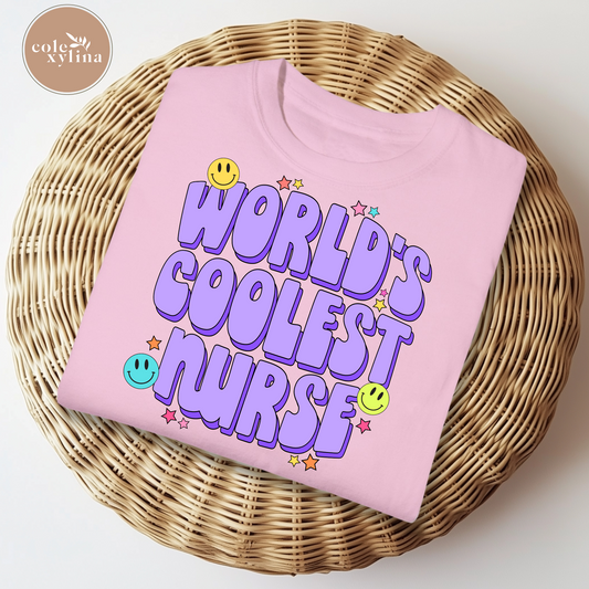 PURPLE WORLDS COOLEST NURSE - DTF TRANSFER